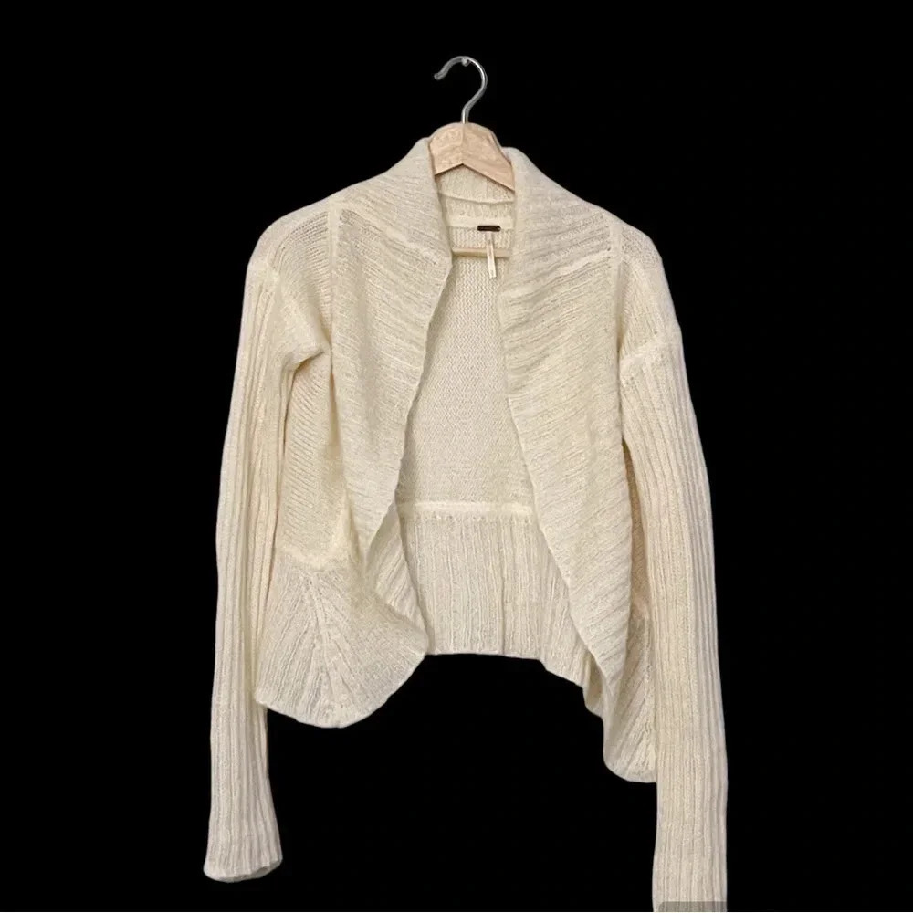 - Free People mohair blend cardigan cream medium vintage
